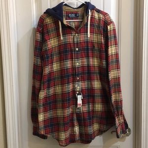 Polo by Ralph Lauren button up plaid w/hood. NWT